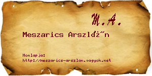 Meszarics Arszlán névjegykártya